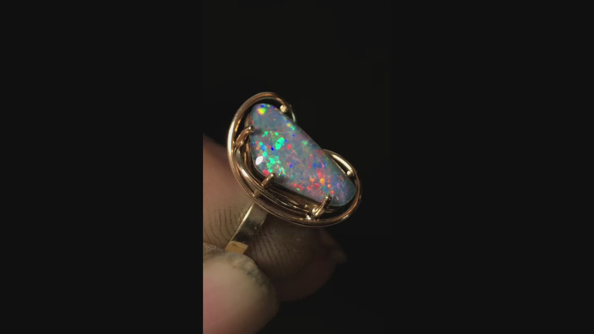 Video of triplet opal set in 10k gold ring