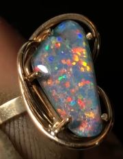 Opal triplet ring set in 10k gold