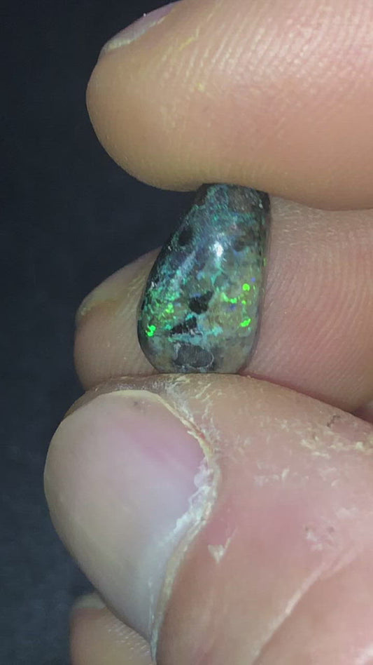 Attractive teardrop shaped green and blue matrix opal