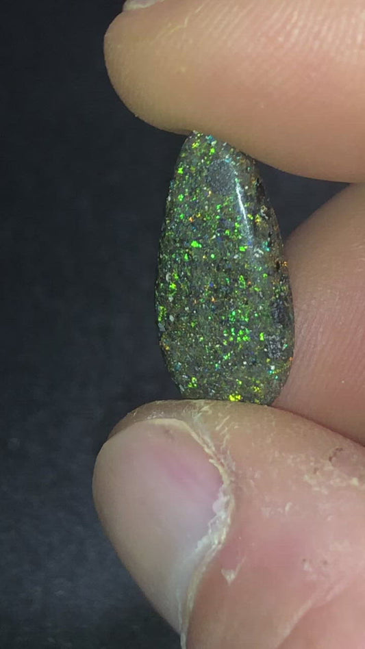 Green and orange matrix opal pendant stone