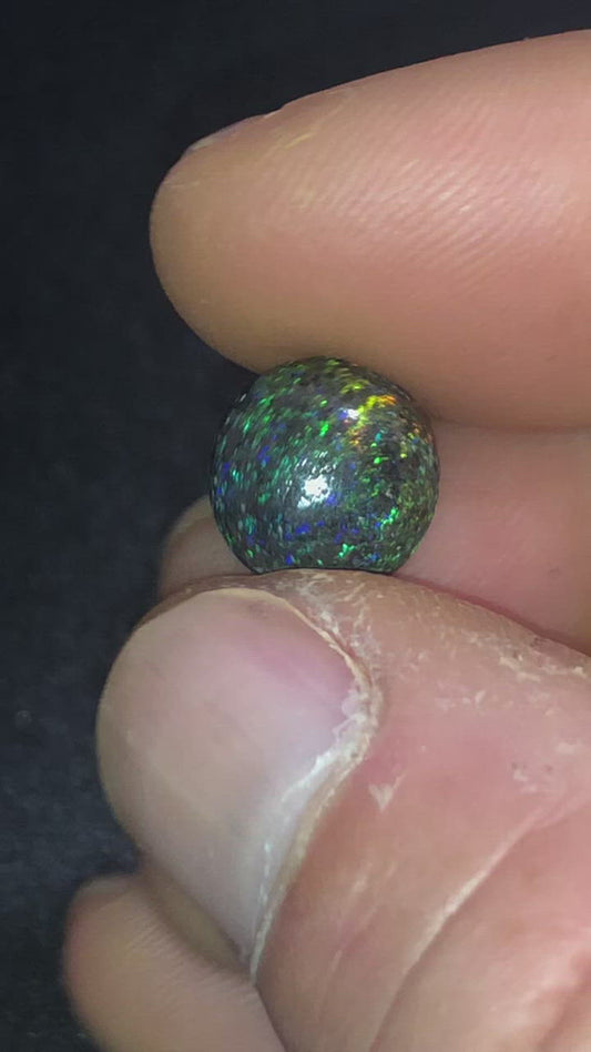 Green, blue and orange matrix opal ring stone