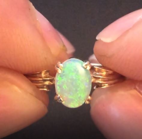 Solid crystal opal ring