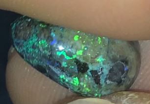 Attractive teardrop shaped green and blue matrix opal