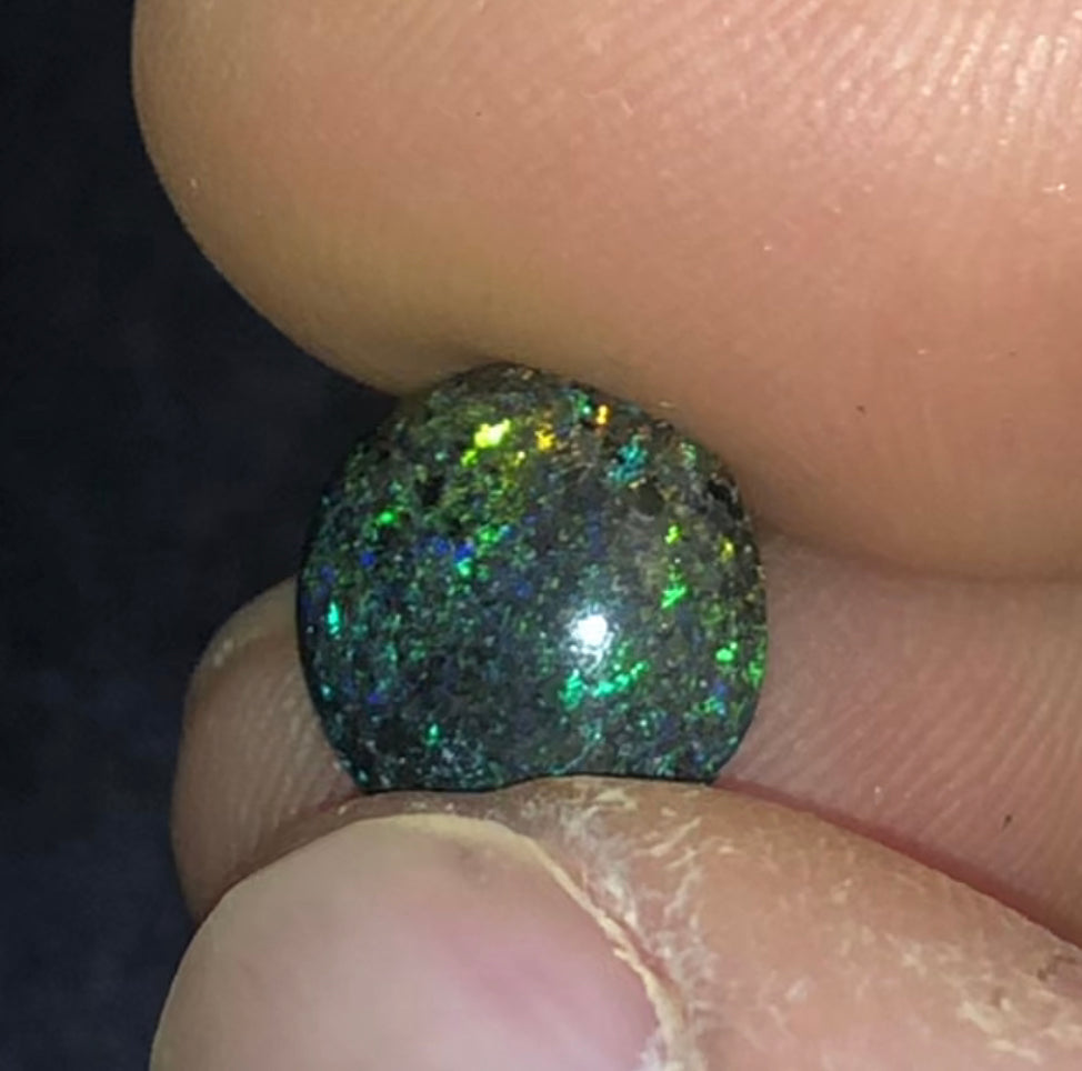 Green, blue and orange matrix opal ring stone